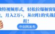 独特视频形式，轻松拉爆橱窗销量，月入2万+，从0到1的实战教程！