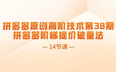 拼多多原创高阶技术第38期，拼多多阶梯提价破量法（14节课）