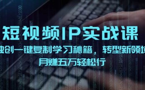 短视频 IP实战课，独创一键复制学习秘籍，转战新领域，月赚五万轻松行