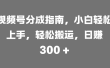 视频号分成指南，小白轻松上手，轻松搬运，日赚 300 +
