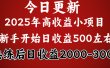 2025开年好项目，新手日收益500+ 熟练掌握后，日收益平均2000多