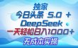 独家揭秘：今日头条 5.0 和 DeepSeek，无成本日入 1000 + 的实操秘诀