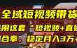 【全域短视频带货】我用这套“短视频+直播”组合拳，稳定月入3万+！