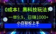 0成本！黑科技玩法，一单9.9，日赚1000+，小白轻松上手