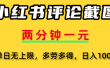 小红书评论区评论截图，一分钟2条，日入几千，多劳多得