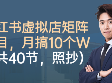 小红书虚拟店矩阵项目，月搞10W（共40节，照抄照做）