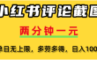 小红书评论区评论截图，一分钟2条，可日入几千，多劳多得