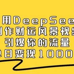 利用DeepSeek制作财运风景视频，引爆视频流量，单日变现1000+