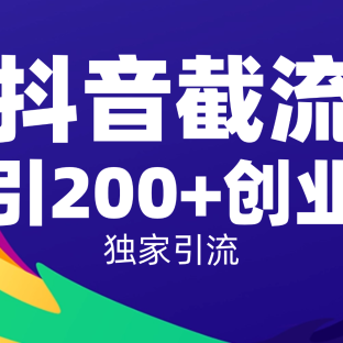 抖音截流技术，精准日引200+创业粉，操作简单附赠全流程详细资料