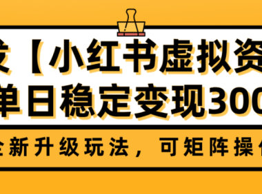 首发【小红书店铺虚拟资料】全新升级玩法，可矩阵操作，单日稳定变现300+