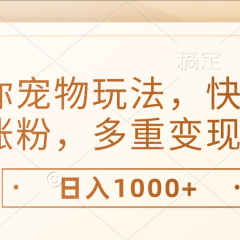 最新迷你宠物玩法，快速涨粉，多重变现，日入1000+