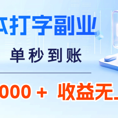 0 成本打字副业:5 秒 1 单秒到账,日入 1000 + 不是梦,收益无上限!