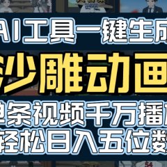 AI一键生成沙雕动画,轻松爆火,多种变现方式,单条视频,千万播放,日入2000+