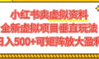 小红书卖虚拟资料500+,全新虚拟项目垂直玩法,可矩阵放大盈利!
