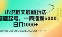 小说推文最新玩法,0基础起号,一周涨粉5000,可日入1000+