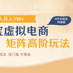 淘宝虚拟电商进阶玩法,可多店矩阵倍增收益,单人月入1W+