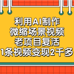 老项目复活项目,利用AI制作微缩场景视频,1条视频变现2千多