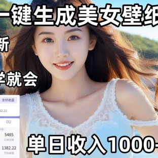 通过AI一键生成美女壁纸,暴力拉新,单日变现1000+,两分钟制作一个作品!新手小白一学就会!