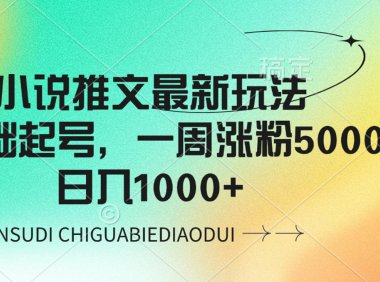 小说推文最新玩法,0基础起号,一周涨粉5000,可日入1000+