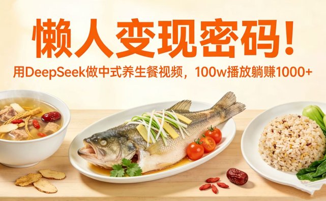 懒人变现密码！用 DeepSeek 做中式养生餐视频，100w 播放躺赚 1000+
